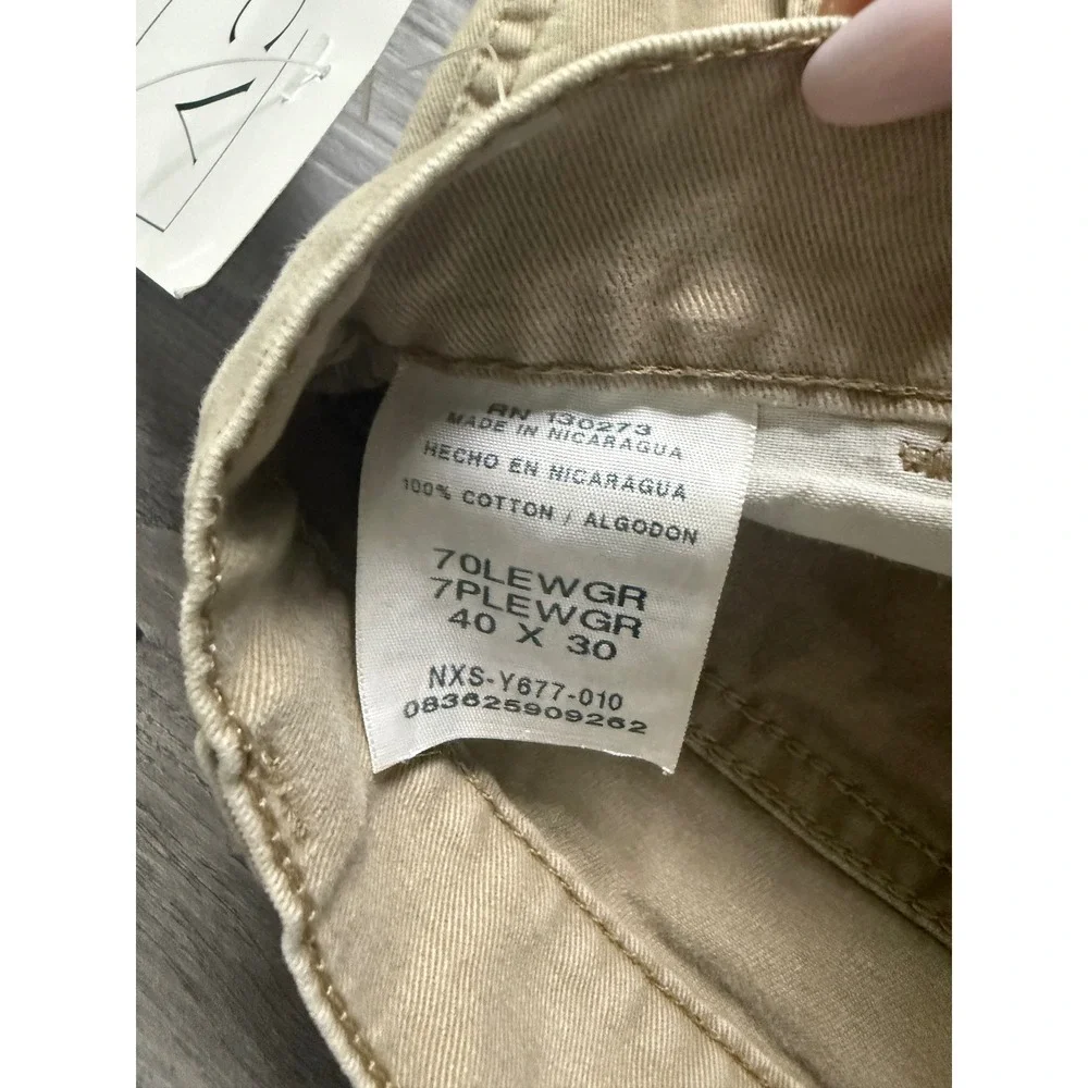 Wrangler Authentics Mens Khaki Cargo Pants 40x30 Tan Cotton Workwear 70LEWGR